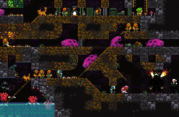 Mockup of a 2d platformer version of Dwarf Fortress